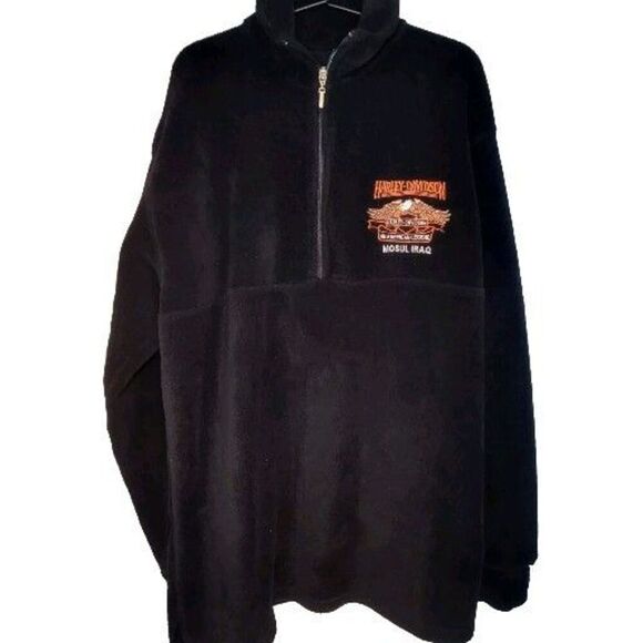 Harley-Davidson Other - Harley Davidson Fleece Sweatshirt Mens L Blk Military Biker Pullover Crest Logo